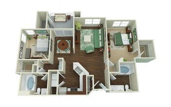 2 Bed 2 Bath 1056 sqrft 5104 floor plan